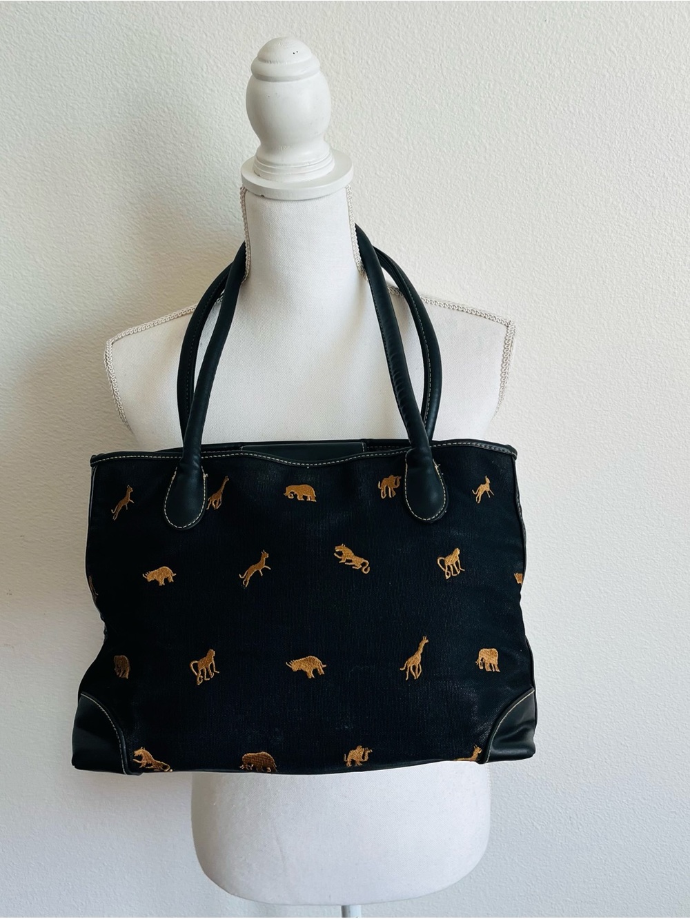 St John’s bay Black and Gold Animal Print Tote Bag